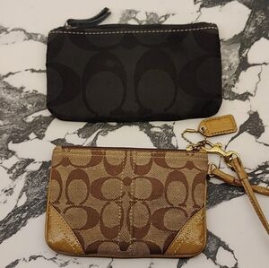 2 Coach Signature Wristlet and Pouch Bag